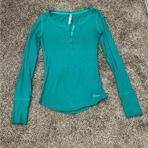 Y2k Aeropostale Turquoise Long Sleeve Henley Top